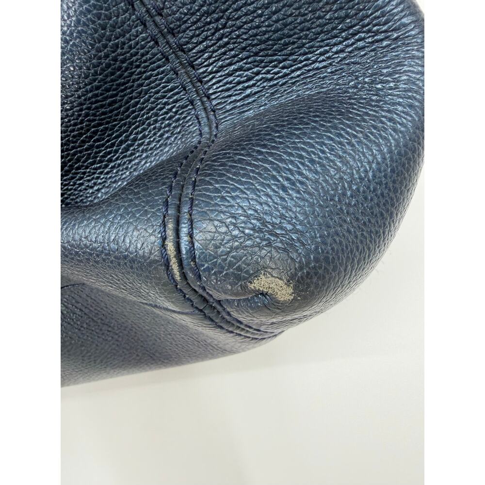 Coach F22209 Lexi Chain Shoulder Bag Metallic Navy Blue Leather Purse Handbag - Picture 12 of 16